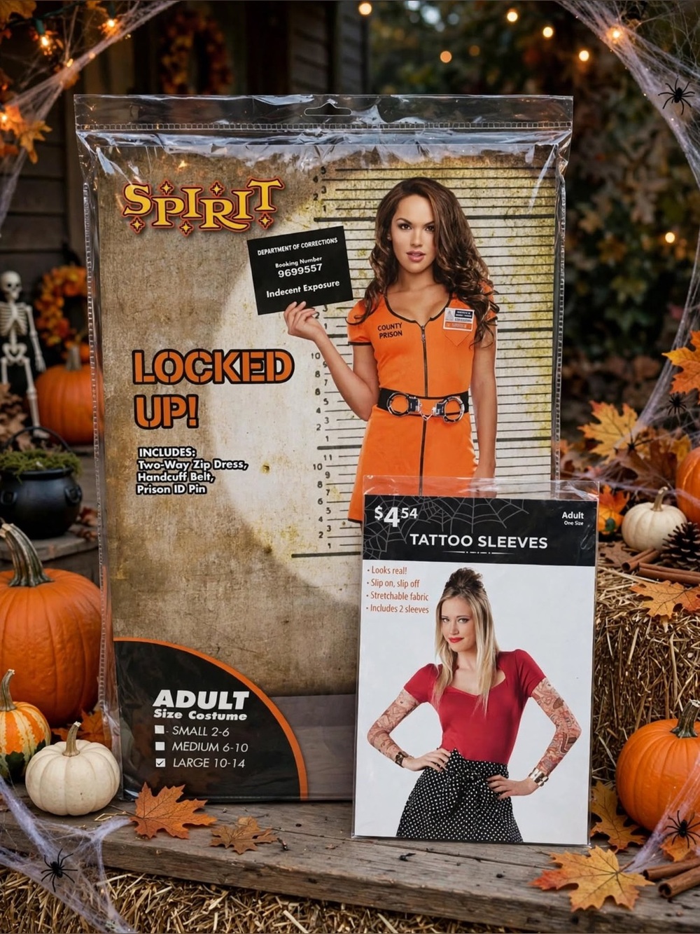 Spirit Orange Women's Prison Costume Two-Way Zip Dress